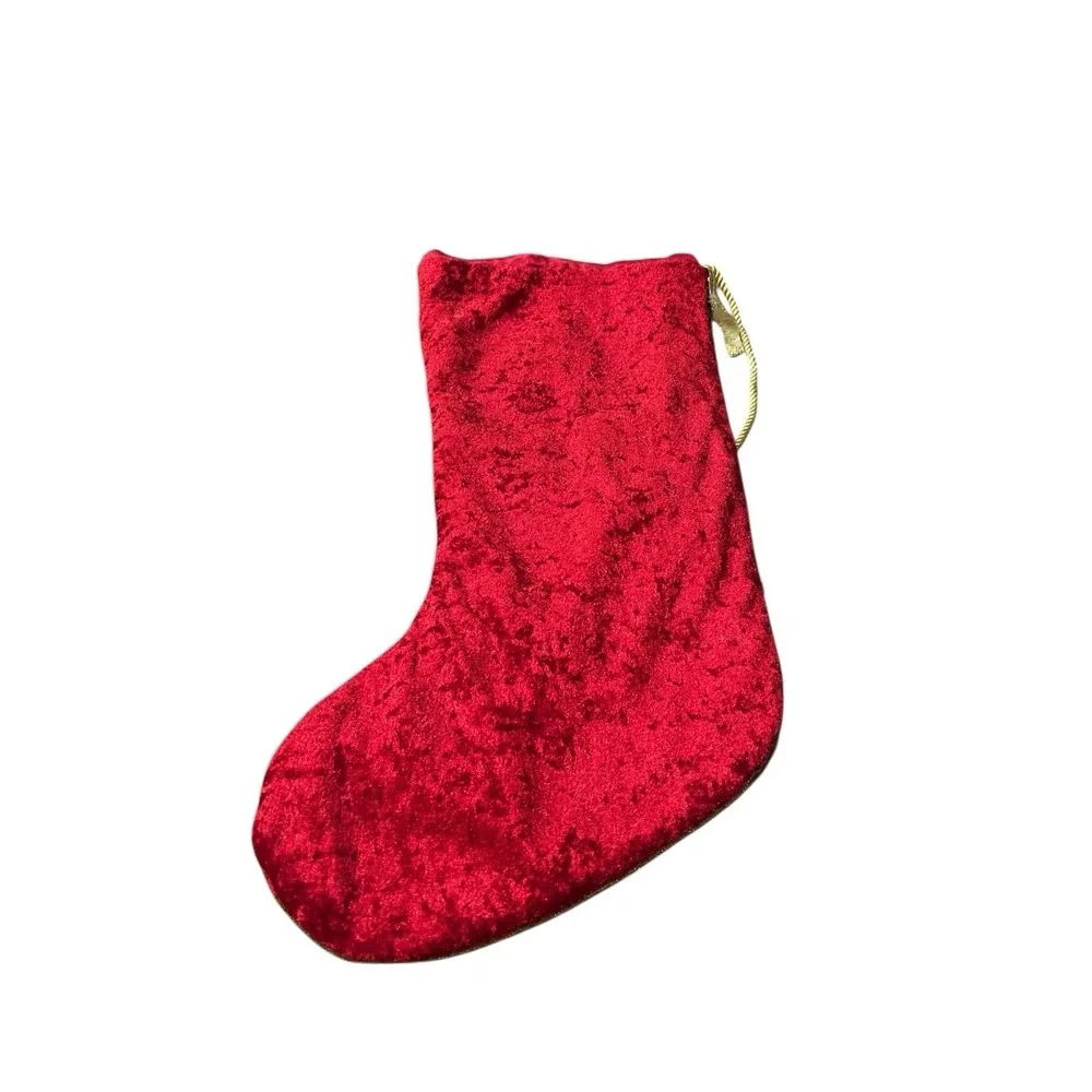 Christmas Stocking Red With Plastic Sequins, Glass Beads ,‎ Satin Lining VTG